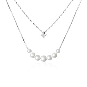 Colier cu perle naturale albe cu lantisor dublu din argint si piatra DiAmanti SK20233N_W-G (Argint 925‰ 3,4 g.) Colier cu perle naturale albe cu lantisor dublu din argint si piatra DiAmanti SK20233N_W-G (Argint 925‰ 3,4 g.)